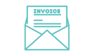 Turquoise invoice inside of envelope
